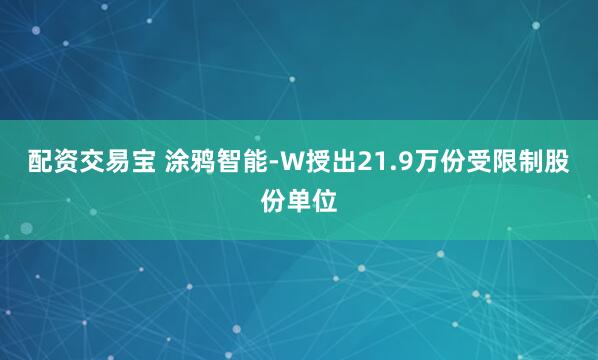 配资交易宝 涂鸦智能-W授出21.9万份受限制股份单位