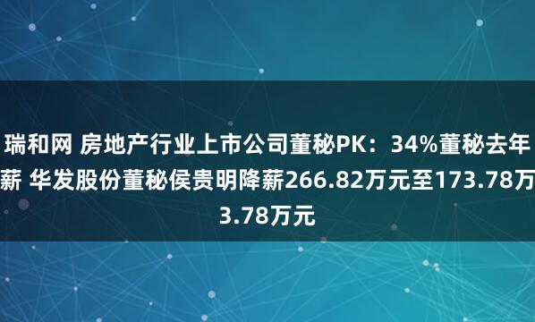瑞和网 房地产行业上市公司董秘PK：34%董秘去年降薪 华发股份董秘侯贵明降薪266.82万元至173.78万元